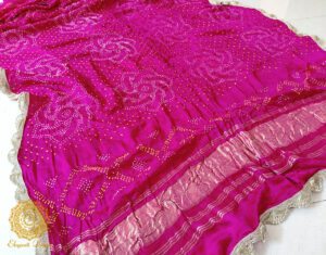Pink Gaji Silk Bandhani Dupatta