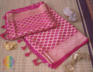 Pink Pure Banarasi Khaddi Georgette Bandhani Saree