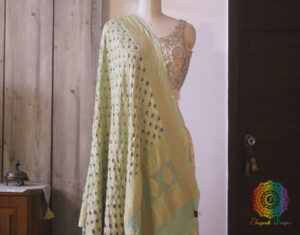 Sea Green Pure Banarasi Georgette Bandhani Dupatta