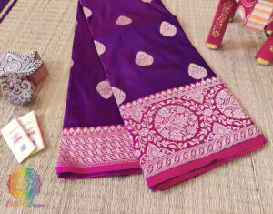 Purple Banarasi Handloom Pure Katan Silk Saree