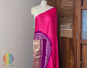 Pink Purple Pure Gajji Silk Rasmandal Bandhani Saree
