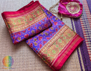 Purple Red Pure Mulberry Silk Rajkot Patola Saree