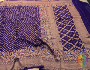 Purple Pure Banarasi Georgette Meenakari Bandhani Saree