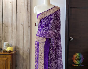 Purple Pure Banarasi Khaddi Georgette Rai Bandhej Saree
