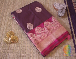 Purple Banarasi Handloom Pure Katan Silk Saree