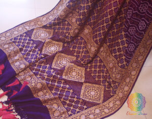 Purple Pink Pure Banarasi Khaddi Georgette Rai Bandhej Saree