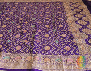 Purple Bandhani Georgette Zardozi Embroidered Dupatta