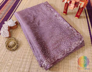 Mauve Pure Organza Silk Handwork Saree