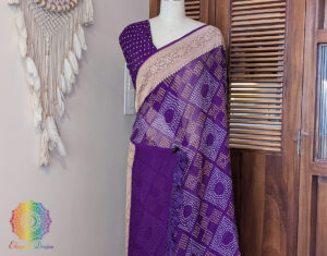 Purple Banarasi Pure Georgette Bandhani Saree
