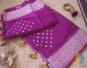 Handwoven Purple Banarasi Georgette Kadhuwa Saree
