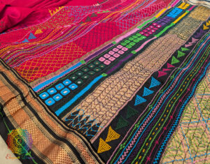 Red Pure Ilkal Silk Lambani Handwork Saree