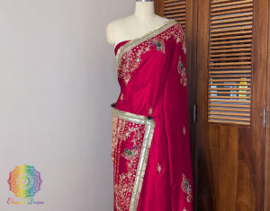 Red Gaji Silk Gota Patti Handwork Saree