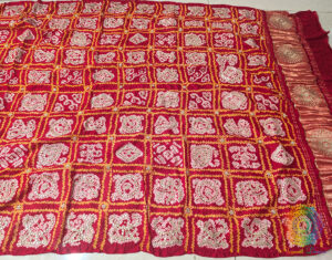 Red Gaji Silk Bandhani Gota Handwork Dupatta