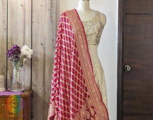 Red Banarasi Georgette Bandhani Dupatta