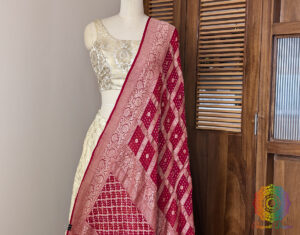 Red Banarasi Bandhani Georgette Dupatta