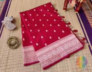 Red Banarasi Handloom Pure Katan Silk Konia Saree