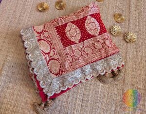 Red Banarasi Georgette Bandhani Border Dupatta