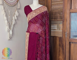 Red Banarasi Pure Georgette Bandhani Saree