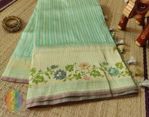 Cyan Pure Banarasi Handloom Katan Silk Saree