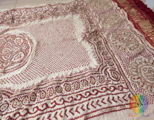 White Gaji Silk Bandhani Gota Handwork Dupatta