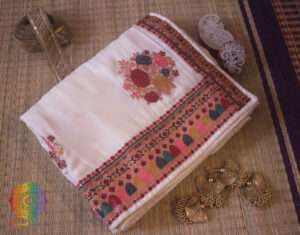 White Pure Chinon Crepe Sequins Work Saree