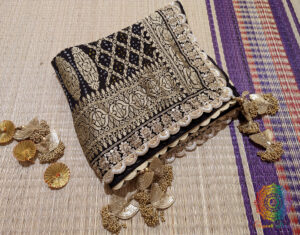 Black Banarasi Georgete Bandhani Border Dupatta