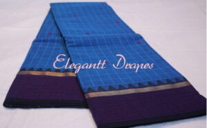 Blue Chettinad Handloom Cotton Saree