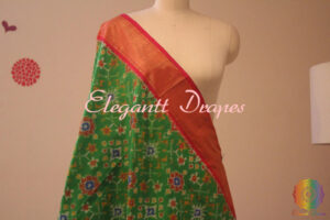 Green Double Ikat Pure Silk Handwoven Dupatta