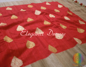 Gorgeous Red Banarasi Handloom Pure Tussar Silk Saree