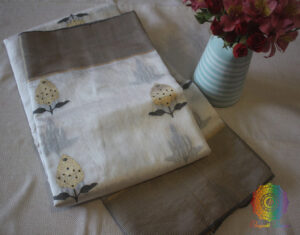 White Pure Chanderi Handloom Katan Silk Saree